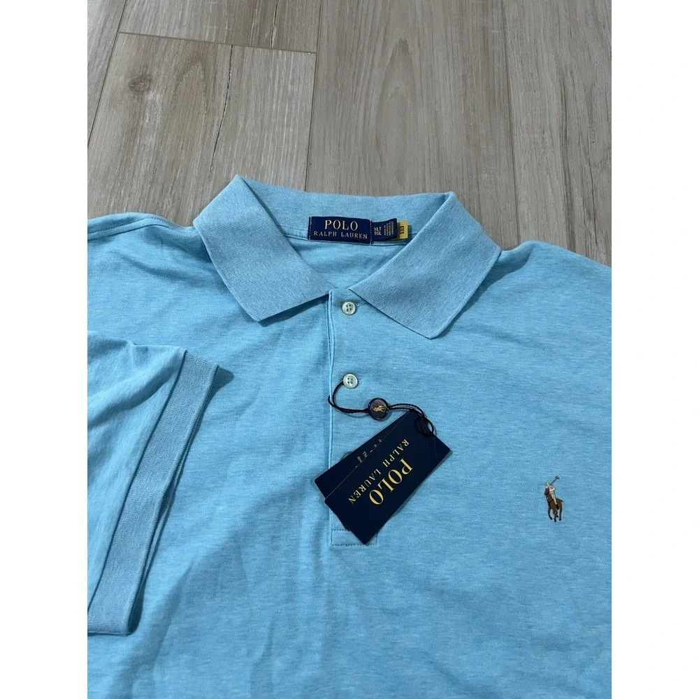 Polo Ralph Lauren Size XLT Men's Mesh Pony Shirt Blue Fleshy Pony..